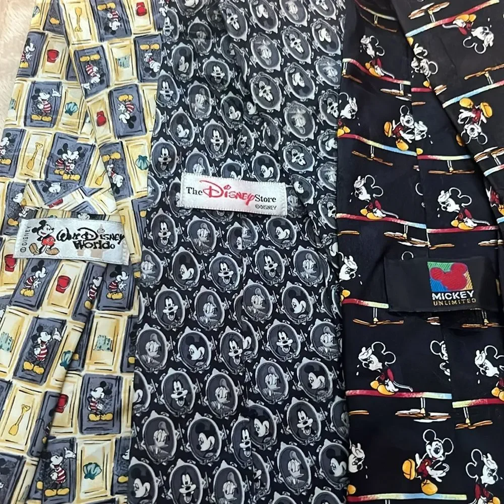 Disney Mickey Mouse Men's Tie Bundle of 5 Silk Disney World Goofy Silk Ties